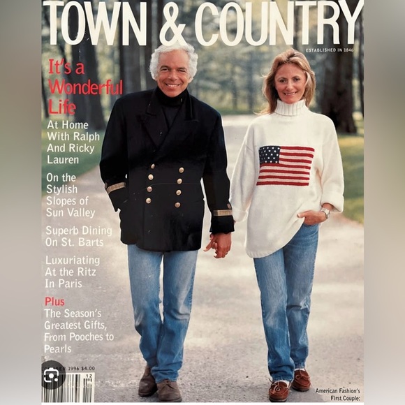 RARE 90s Vintage Ralph Lauren Cream Flag Turtleneck Sweater size M - Blue Tag - Picture 9 of 13